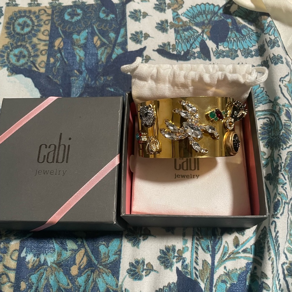 Gold-Tone Crystal Embellished Cuff Bracelet - Picture 6 of 6